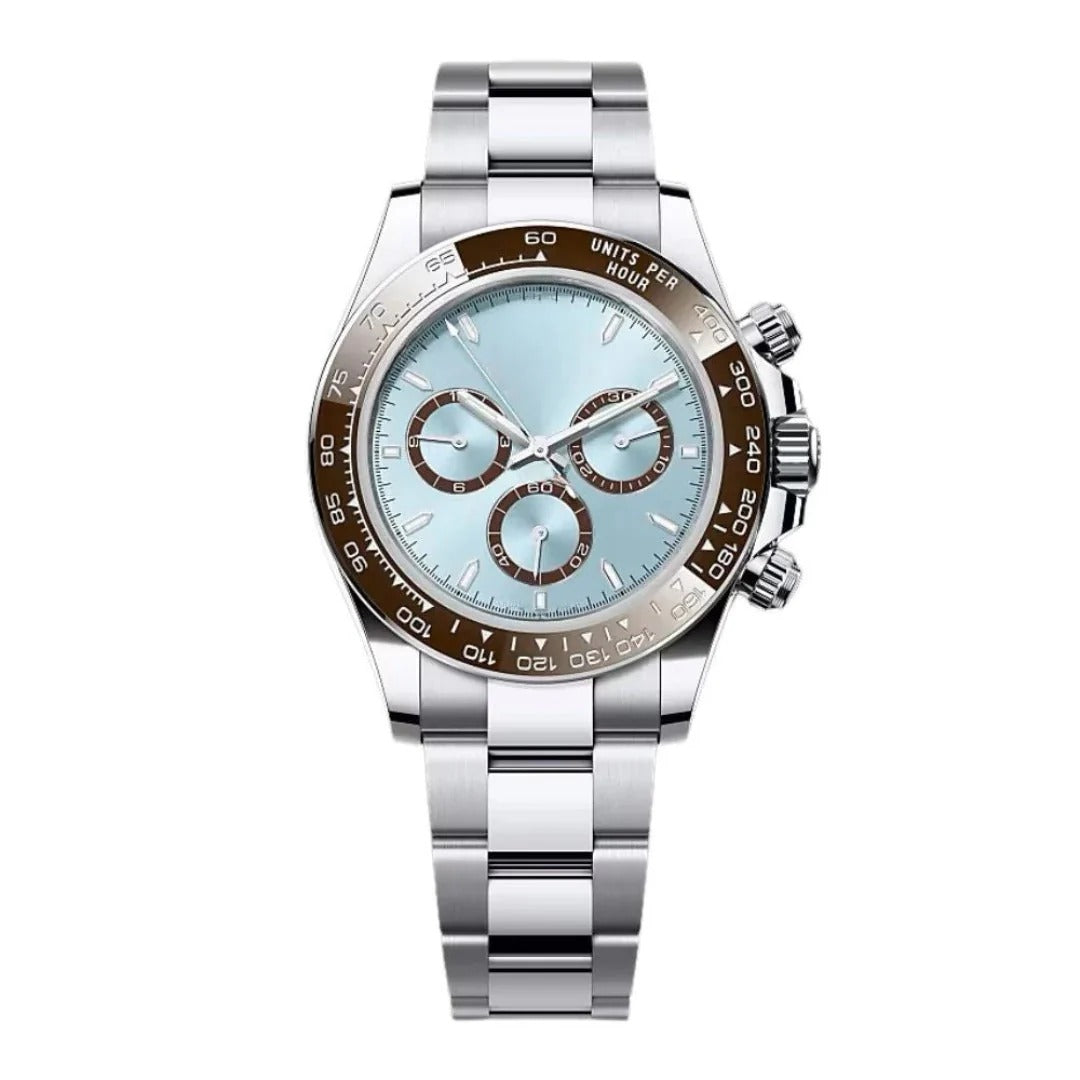Imperium Velocity 40 – Ice Blue Dial | Steel Bracelet & Steel Tachymeter Bezel